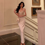 Sexy Sheath Straps White Lace 18th Birthday Dress Long Party Birthday Outfits For Women HZ1121
