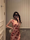 Sexy Sheath V Neckline Floral Pink 18th Birthday Dress Holiday Party Birthday Outfits For Women HZ1121
