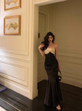 Elegant Mermaid Sweetheart Black Satin 23rd Birthday Dress Party Gown Birthday Outfits Birthday Dress Ideas For Women HZ1121