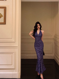Sexy Mermaid Halter Blue 18th Birthday Dress Long Party Birthday Outfits For Women HZ1121