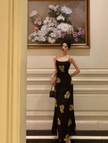 Vintage A line Spaghetti Straps Black 18th Birthday Dress Long Party Gown Birthday Outfits For Women HZ1121