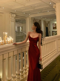 Sexy Mermaid Spaghetti Straps Burgundy 21st Birthday Dress Holiday Outfit Birthday Outfits For Women HZ1121