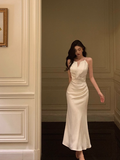 Vintage Mermaid Halter White Sleeveless 18th Birthday Dress Party Gown Birthday Outfits For Women HZ1121