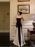 Sexy A line Strapless Black 18th Birthday Dress Long Party Birthday Outfits For Women HZ1121