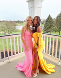 Elegant Mermaid Sequin Pink Long Prom Dresses Formal Dress HZ1022