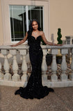 Simple Mermaid Black Sequin Prom Dresses 22th Birthday Outfit HZ1022