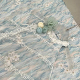 Sweet Blue And White Gradient A-line Halter Neck Chiffon Long Prom Dress Evening Dress HZ1022