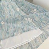 Sweet Blue And White Gradient A-line Halter Neck Chiffon Long Prom Dress Evening Dress HZ1022