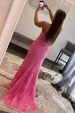 Pretty Mermaid Strapless Corset Lace Prom Dress with Slit HZ1121