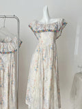 Vintage A-line Colorful Floral Lace Long Prom Dress Evening Dress Bridesmaid Dress HZ1022