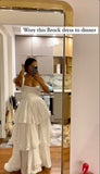Sexy A line Straps Ruffles Floor Length Chiffon White Prom Dress HZ1022