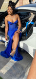 Sparkly Mermaid Sweetheart Neckline Royal Blue Black Girl Prom Dresses Long Prom Dress HZ1022