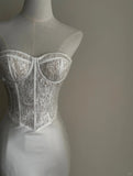 Elegant White Mermaid Sweetheart Neckline Lace Satin Long Wedding Dress HZ1022