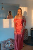 Off the Shoulder Coral Sheath Long Party HZ0308