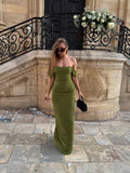 Elegant Wedding Guest Outfit Sheath Off The Shoulder Green Night Dresses Summer Wedding Guest Dresses Graduation Dresses HZ1121