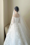Elegant White Off-shoulder Lace Mesh Ball Gown Wedding Dress HZ1022