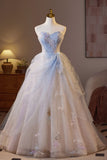 Sweetheart Blue Ruched A-line Prom HZ0308