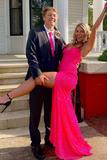 Elegant Mermaid Sequin Pink Long Prom Dresses Formal Dress HZ1022