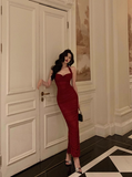 Vintage Sheath Halter Neckline Red Satin Sleeveless 18th Birthday Dress Party Gown Birthday Outfits For Women HZ1121