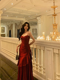 Sexy Mermaid Spaghetti Straps Burgundy 21st Birthday Dress Holiday Party Birthday Outfits For Women HZ1121