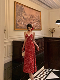 Cute A line V Neckline Red Floral Sleeveless 18th Birthday Dress Party Gown Birthday Outfits For Women HZ1121
