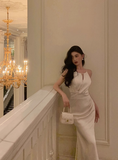 Vintage Mermaid Halter White Sleeveless 18th Birthday Dress Party Gown Birthday Outfits For Women HZ1121