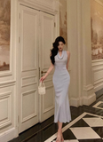 Vintage Mermaid Light Blue Chiffon 18th Birthday Dress Party Gown Birthday Outfits For Women HZ1121