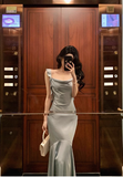 Vintage Mermaid Square Neckline Light Blue Satin Sleeveless 18th Birthday Dress Party Gown Birthday Outfits For Women HZ1121
