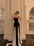Sexy A line Strapless Black 18th Birthday Dress Long Party Birthday Outfits For Women HZ1121
