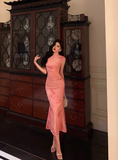 Sexy Mermaid High Neckline Pink 18th Birthday Dress Long Party Birthday Outfits For Women For Women HZ1121