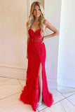 Pretty Mermaid Strapless Corset Lace Prom Dress with Slit HZ1121