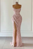 Elegant Strapless Mermaid Sequins Prom Dress Birthday Outfits HZ1022