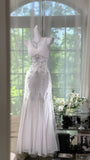Elegant White Mermaid Strapless V-neck Beaded Chiffon Long Prom Dress Evening Dress HZ1022
