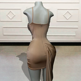 Sexy Mermaid Straps Slit Velvet Prom Dress HZ1022