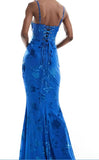 Classy Mermaid Spaghetti Straps Floral Blue Prom Dresses Satin Summer Wedding Guest Dresses Wedding Guest Outfits HZ1121
