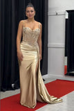 Sexy Silver Spaghetti Straps Mermaid Appliqued Prom Dress HZ1121