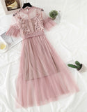 Cute A Line Tulle Lace Applique Dress Summer Dress HZ1022