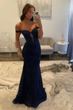 Sexy Navy Blue Mermaid Lace Appliques Prom Dresses Long for Women Prom Dress HZ1121