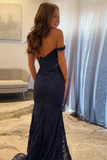 Sexy Navy Blue Mermaid Lace Appliques Prom Dresses Long for Women Prom Dress HZ1121