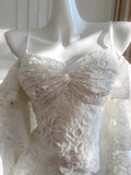 Elegant White Mermaid Strapless Off-the-shoulder Lace Long Prom Dress Evening Dress HZ1022