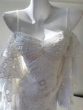 Elegant White Mermaid Strapless Off-the-shoulder Lace Long Prom Dress Evening Dress HZ1022