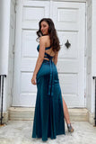 Pretty Mermaid V-neck Navy Blue Criss-cross Back Long Dress Graduation Dress HZ1121