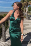 Pretty Mermaid V-neck Navy Blue Criss-cross Back Long Dress Graduation Dress HZ1121