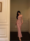 Classy Mermaid Spaghetti Straps Pink Floral Long 18th Birthday Dress Party Gown 21st Birthday Outfits Birthday Dress Ideas For Women HZ1121