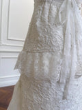 Vintage Gorgeous White Irregular Strap Pearl Lace Prom Dress Evening Dress Bridesmaid Dress HZ1022