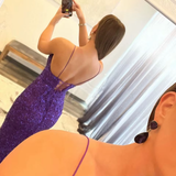 Elegant Mermaid Sequin Pink Long Prom Dresses Formal Dress HZ1022