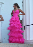 Ball Gown Hot Pink Straps Evening Party Dress Prom Dress HZ1022