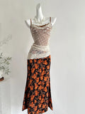 Retro Mermaid Strapless Lace Slit Long Rrom Dress Evening Dress HZ1022