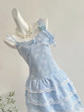 Sweet Light Blue Cake Skirt Multi-layer Lace Chiffon Short 16th Birthday Homecoming Dress HZ1022