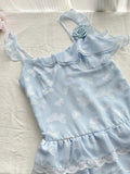 Sweet Light Blue Cake Skirt Multi-layer Lace Chiffon Short 16th Birthday Homecoming Dress HZ1022